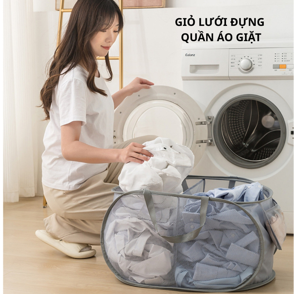 Giỏ lưới đựng quần áo giặt, Giỏ đựng đồ bẩn gấp gọn Giỏ lưới đựng quần áo giặt, Giỏ đựng đồ bẩn gấp gọn