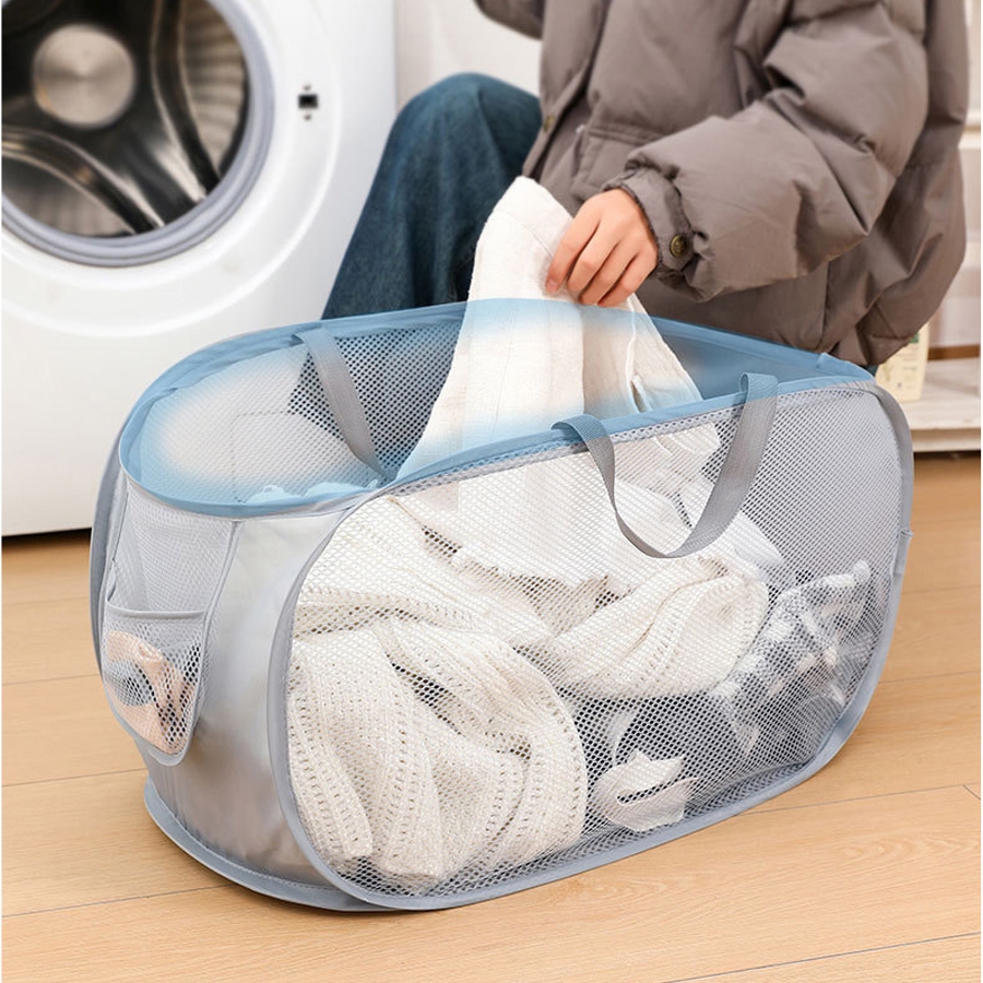 Giỏ lưới đựng quần áo giặt, Giỏ đựng đồ bẩn gấp gọn Giỏ lưới đựng quần áo giặt, Giỏ đựng đồ bẩn gấp gọn