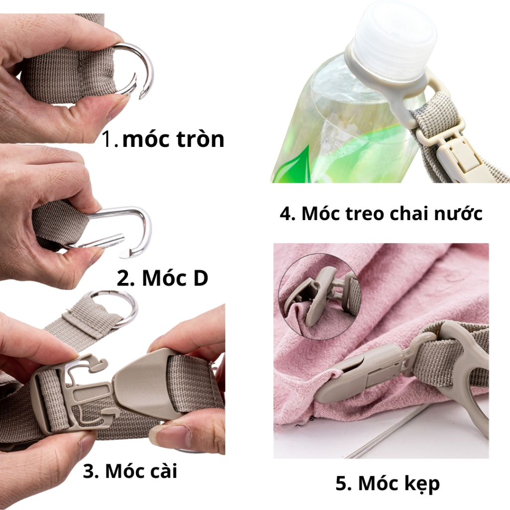 Móc treo đồ du lịch đa năng 5 trong 1, Dây treo đồ vali tiện lợi Móc treo đồ du lịch đa năng 5 trong 1, Dây treo đồ vali tiện lợi