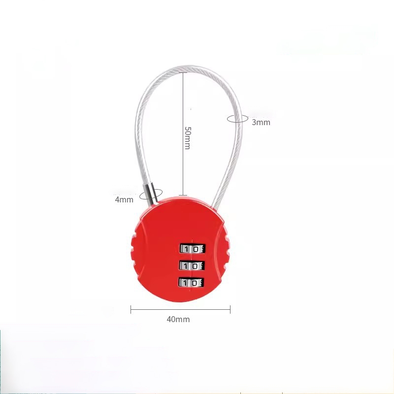 Ổ khóa tròn 3 số, khóa dây cáp hình tròn du lịch chống trộm Ổ khóa tròn 3 số, khóa dây cáp hình tròn du lịch chống trộm