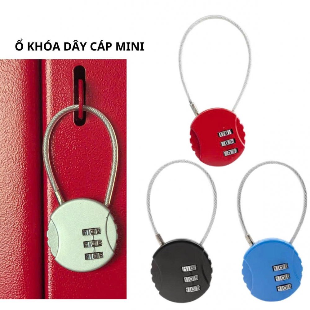Ổ khóa tròn 3 số, khóa dây cáp hình tròn du lịch chống trộm Ổ khóa tròn 3 số, khóa dây cáp hình tròn du lịch chống trộm
