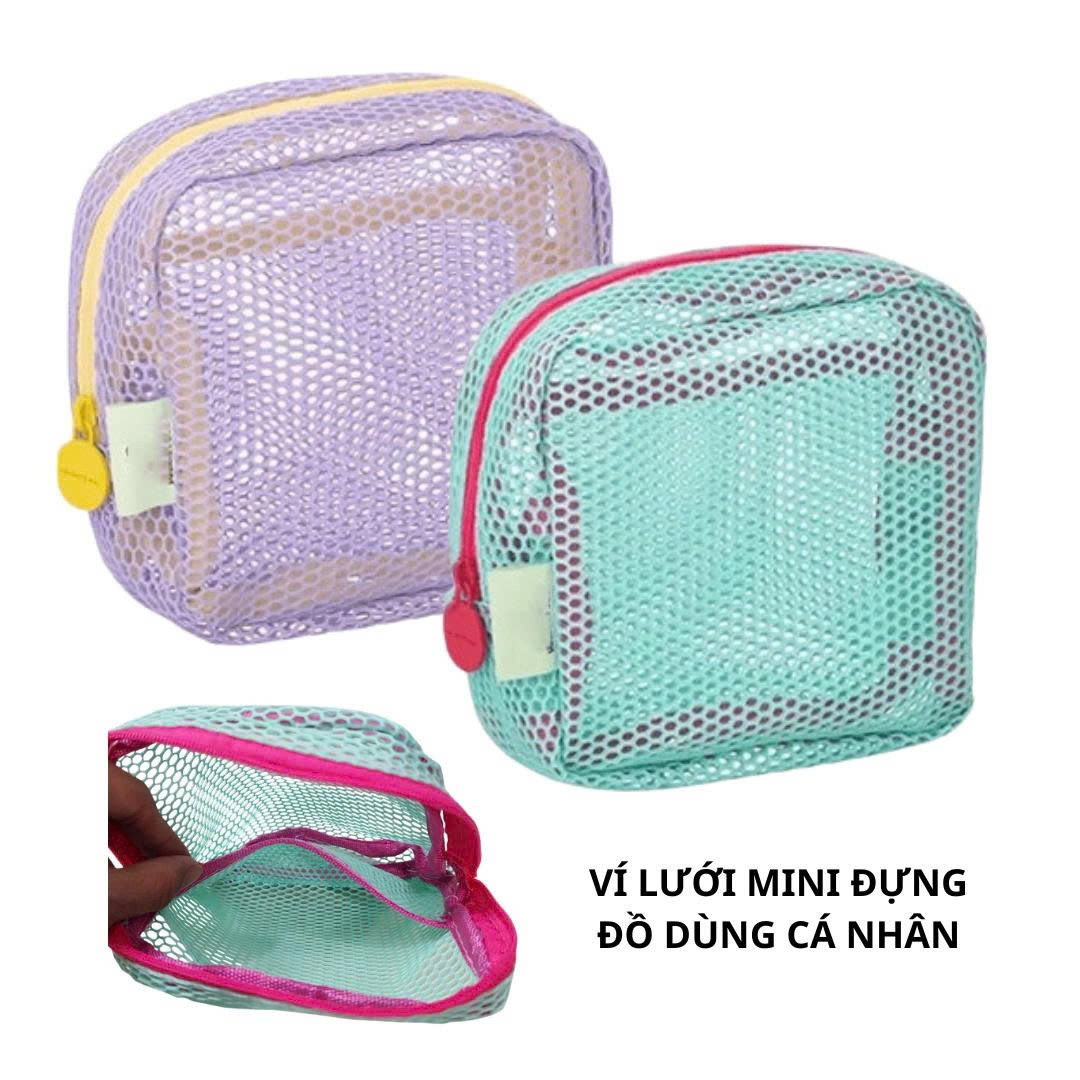 Ví lưới mini, ví dây kéo dạng lưới đựng đồ dùng cá nhân Ví lưới mini, ví dây kéo dạng lưới đựng đồ dùng cá nhân