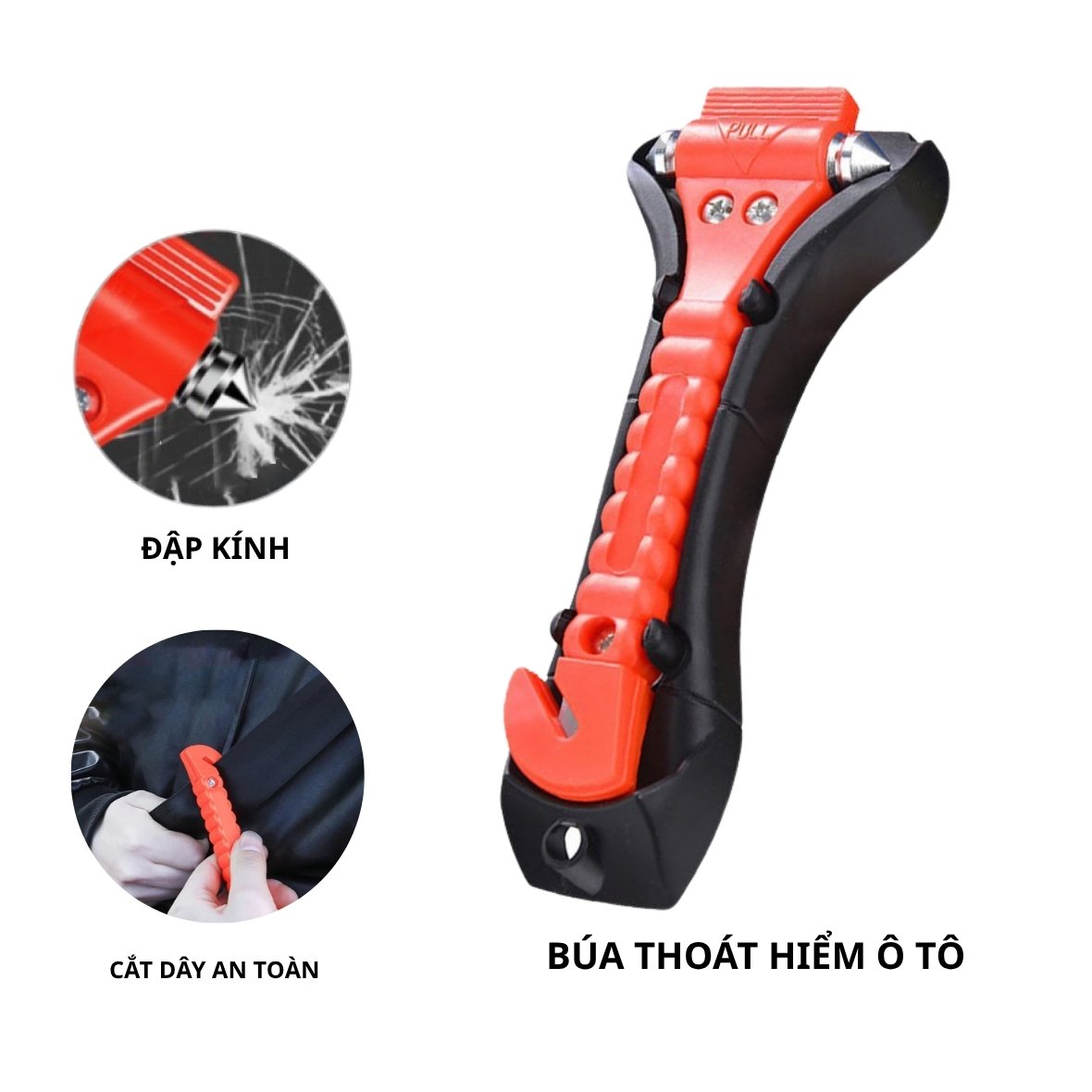 Dụng cụ thoát hiểm ô tô, Búa thoát hiểm đập kính kèm cắt dây an toàn Dụng cụ thoát hiểm ô tô, Búa thoát hiểm đập kính kèm cắt dây an toàn