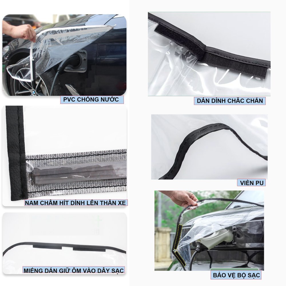 Tấm PVC che mưa cổng sạc ô tô điện, tấm che chống nước bảo vệ cổng sạc xe điện Tấm PVC che mưa cổng sạc ô tô điện, tấm che chống nước bảo vệ cổng sạc xe điện
