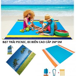 [2mx2m] Thảm đi biển, du lịch, dã ngoại, cắm trại picnic vái dù chống nước in họa tiết 3D cao cấp