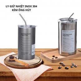 [600ML] Ly giữ nhiệt Inox 304 kèm ống hút cao cấp không gỉ Iced Americano
