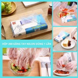 Hộp 200 găng tay nilon dùng 1 lần chế biến thực phẩm tiện dụng