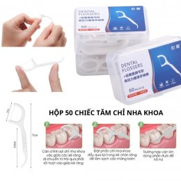 [Hộp 50 chiếc] Tăm chỉ nha khoa Dental Flossers sợi chỉ mảnh 