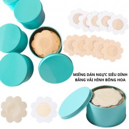 [Hộp nguyên 60 cái] Miếng dán ngực, dán ti siêu dính đi biển, đi bơi, du lịch bằng vải hình bông hoa cao cấp