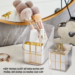 Hộp trong suốt đựng mỹ phẩm, đồ makeup trang điểm, đồ dùng cá nhân cao cấp