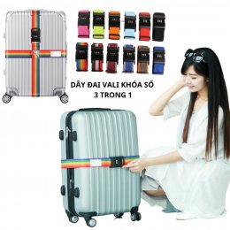 [ Khóa chữ thập] Dây đai vali khóa số an toàn, dây vải buộc vali khóa mã chống trộm cao cấp 3 trong 1