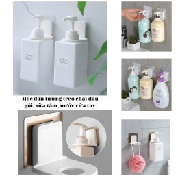 Móc nhựa dán tường treo chai dầu gội, sữa tắm, nước rửa tay đa năng tiện lợi