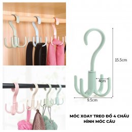 Móc treo đồ, mũ nón, thắt lưng xoay 360 độ 4 chấu hình móc câu