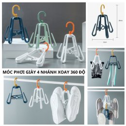 Móc treo giày dép 4 nhánh gấp gọn xoay 360 độ đa năng tiện lợi