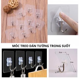 [Set 2] Móc dán tường treo đồ trong suốt siêu dính chịu lực đa năng
