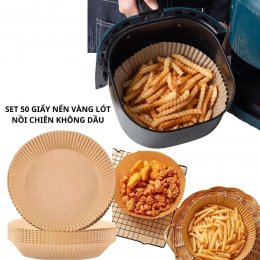 Set 50 giấy nến vàng lót nồi chiên không dầu