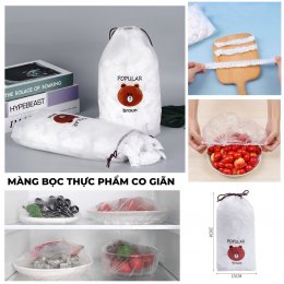 [Túi 100 cái] Màng bọc thực phẩm co giãn hình gấu Popular Broun