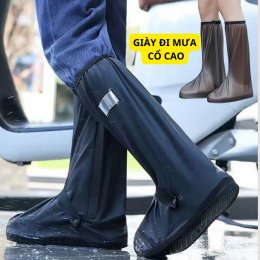 Bọc giày đi mưa cổ cao chống thấm nước có đế chống trơn trượt cao cấp