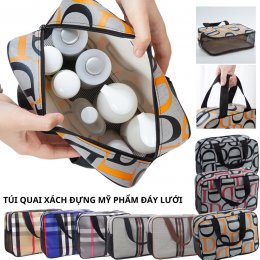 [Đáy lưới] Túi quai xách in họa tiết đựng mỹ phẩm, đồ dùng cá nhân du lịch tiện lợi