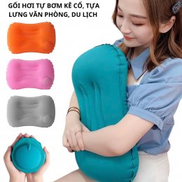 Gối hơi kê cổ tự bơm gấp gọn vòng công thái học tiện lợi khi đi máy bay, ô tô, cắm trại, du lịch.