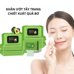 Khăn giấy ướt tẩy trang chiết xuất quả bơ làm sạch lớp trang điểm cấp ẩm cho da