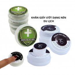 [Lẻ 1] Khăn giấy ướt mini dạng nén dùng 1 lần khử trùng diệt khuẩn nhỏ gọn dễ dàng mang theo du lịch tiện lợi