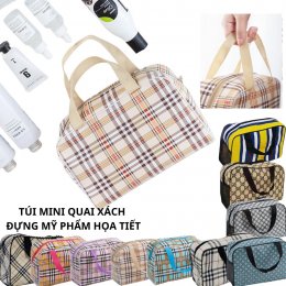 [MINI] Túi quai xách in họa tiết đựng mỹ phẩm, đồ dùng cá nhân du lịch chống thấm nước