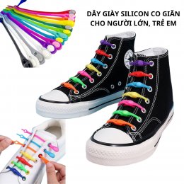 Set 12 dây giày silicon co giãn đàn hồi không cần buộc tiện lợi dành cho người lớn và trẻ em