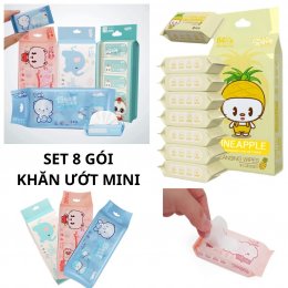 [Set 8 gói] Khăn ướt mini đa năng tiện lợi Ai Xiao Jin