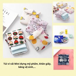 Túi ví vải mini đựng đồ cá nhân, băng vệ sinh, mỹ phẩm du lịch