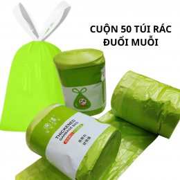 Cuộn 50 túi rác sinh học đuổi muỗi, cuộn túi rác hương ngải cứu chống côn trùng