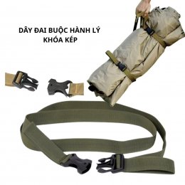 Dây đai buộc hành lý khóa kép, dây ràng cố định hàng hóa có vòng xách tay tiện lợi