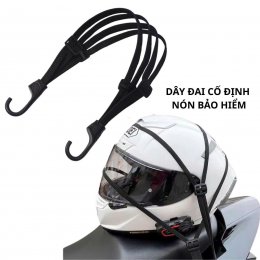 Dây đai cố định nón bảo hiểm, móc dây thun ràng hành lý xe máy