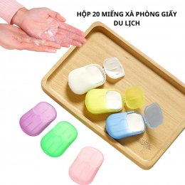Hộp 20 miếng xà phòng giấy dùng 1 lần nhỏ gọn tiện dụng mang đi du lịch