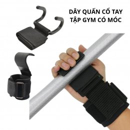 Móc nâng tạ kéo xà bảo vệ cổ tay, dây quấn cổ tay tập gym có móc