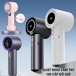 Quạt mini cầm tay 100 cấp độ gió, quạt du lịch tích điện tốc độ cao nhỏ gọn