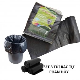 Set 3 cuộn túi đựng rác đen 55x65cm tự phân hủy