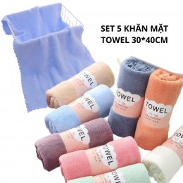 Set 5 khăn lau mặt towel, khăn mặt Hàn Quốc 30*40cm màu ngẫu nhiên