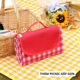 Thảm 600D du lịch dã ngoại picnic 2 lớp chống nước gấp gọn
