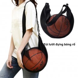 Túi lưới đựng bóng rổ đeo vai, túi gấp gọn đựng bóng đá, bóng chuyền thể thao