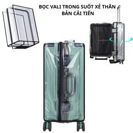Bọc vali trong suốt xẻ thân cao cấp bản cải tiến chống trầy xước, chống nước du lịch tiện lợi