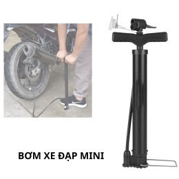 Bơm xe đạp mini kèm đầu bơm, bơm mini cho xe máy đa năng