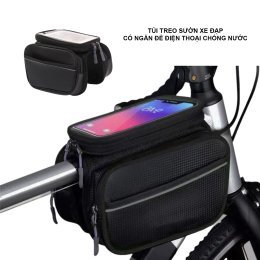 Túi treo sườn xe đạp có ngăn để điện thoại chống nước, túi treo khung xe đạp thể thao